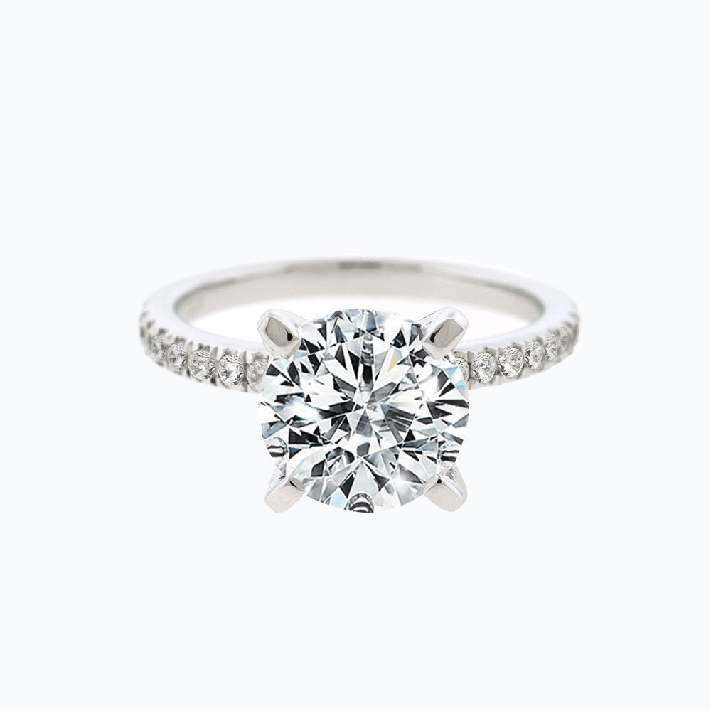 Irene Round Pave Diamonds 18k White Gold Semi Mount Engagement Ring