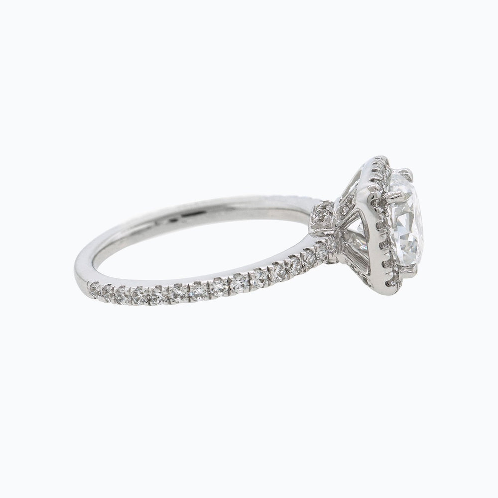 
          
          Load image into Gallery viewer, 2.40ct Neona Moissanite Cushion Halo Pave Diamonds 18k White Gold Ring
          
          