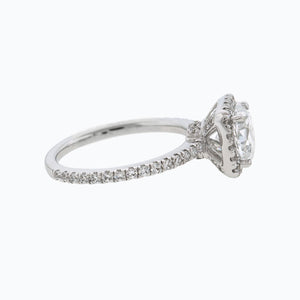 
          
          Load image into Gallery viewer, 1.10ct Neona Moissanite Cushion Halo Pave Diamonds 18k White Gold Ring
          
          
