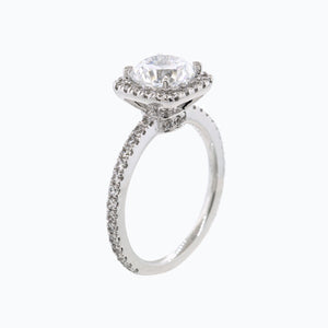 
          
          Load image into Gallery viewer, 1.00ct Neona Lab Created Diamond Cushion Halo Pave Diamonds 18k White Gold Ring
          
          