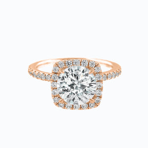 
          
          Load image into Gallery viewer, Neona Moissanite Cushion Halo Pave Diamonds Rose Gold Ring
          
          