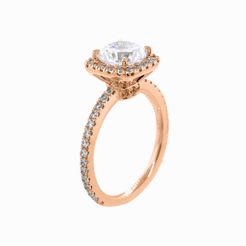 
          
          Load image into Gallery viewer, Neona Cushion Halo Pave Diamonds Ring 18K Rose Gold
          
          