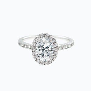 
          
          Load image into Gallery viewer, Adel Oval Halo Pave Diamonds Ring Platinum
          
          