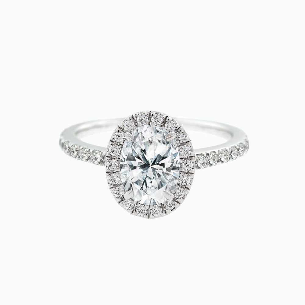 
          
          Load image into Gallery viewer, 1.50ct Adel Lab Created Diamond Oval Halo Pave Diamonds 18k White Gold Ring
          
          