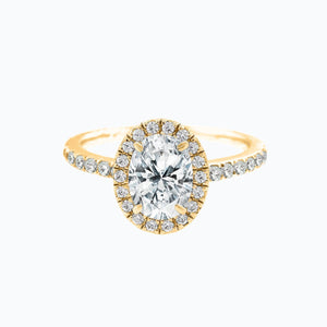 
          
          Load image into Gallery viewer, Adel Oval Halo Pave Diamonds Ring 14K Yellow Gold
          
          