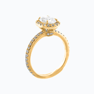 
          
          Load image into Gallery viewer, Adel Lab Created Diamond Oval Halo Pave Diamonds Yellow Gold Ring
          
          