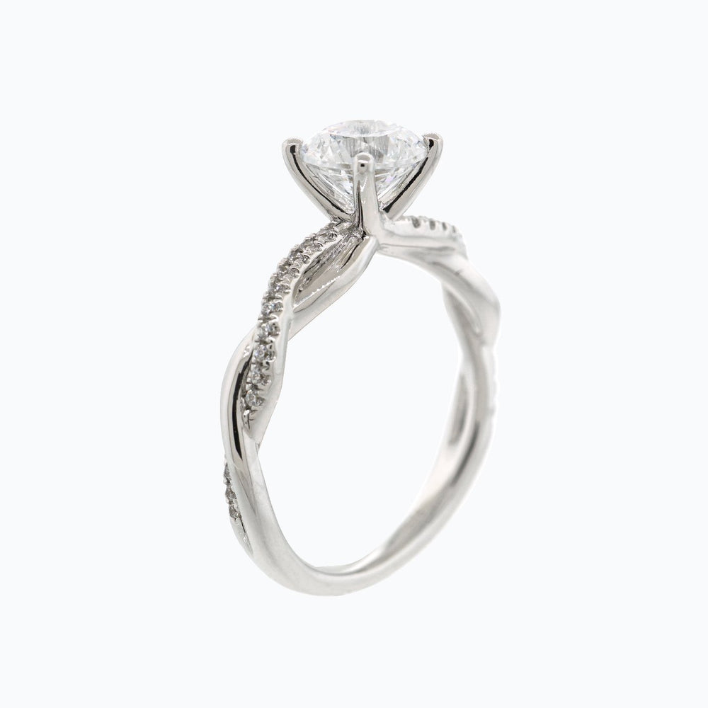 
          
          Load image into Gallery viewer, 1.90ct Edna Moissanite Round Twist Pave Diamonds 18k White Gold Ring
          
          