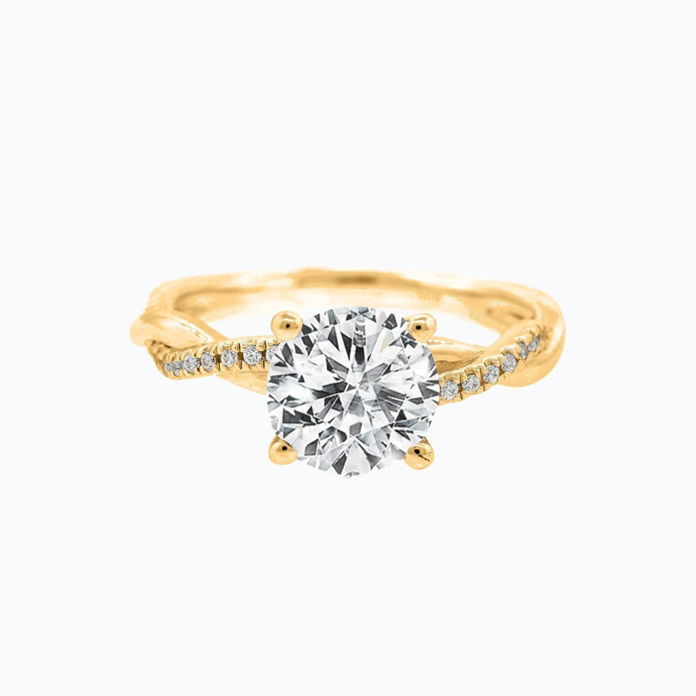 Edna Round Twist Pave Diamonds Ring 18K Yellow Gold
