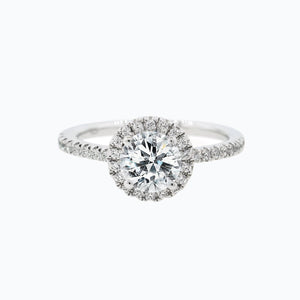 
          
          Load image into Gallery viewer, 1.00ct Isam Lab Diamond Round Halo Pave Diamonds 18k White Gold Ring
          
          