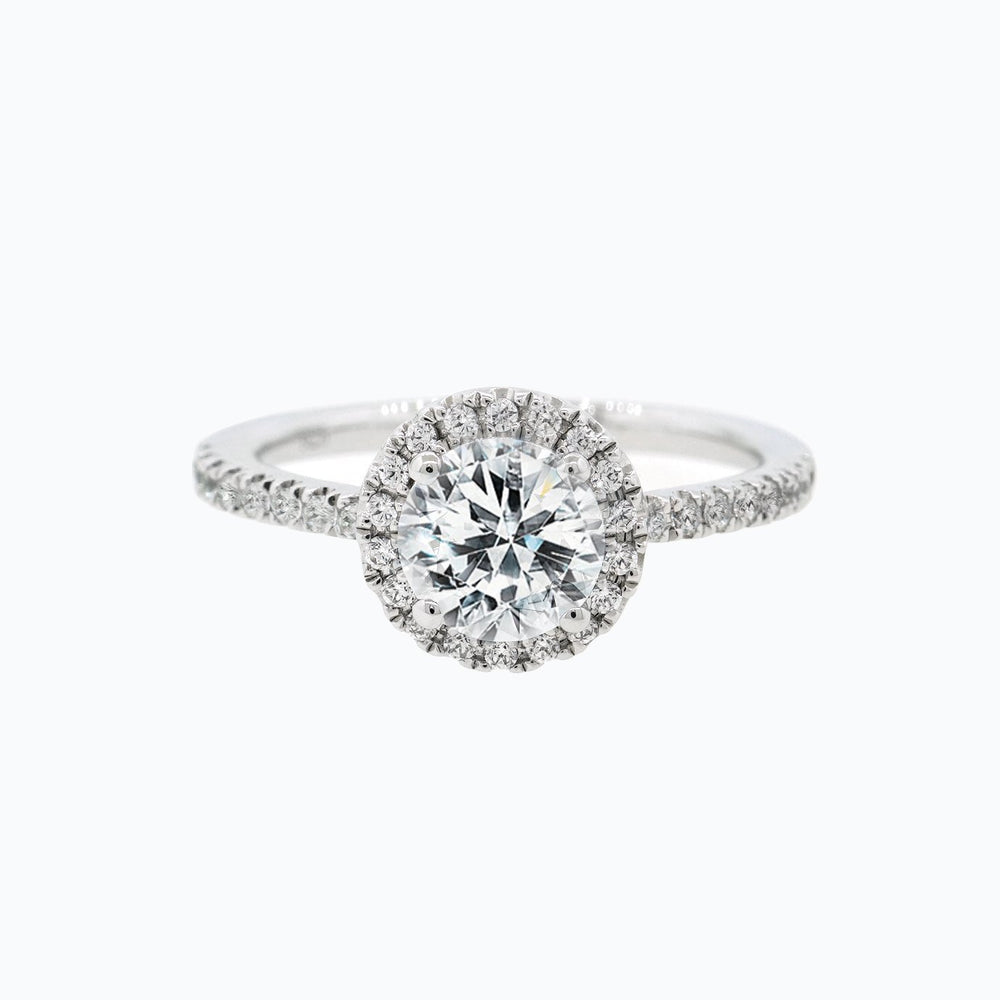 
          
          Load image into Gallery viewer, 3.00ct Isam Lab Diamond Round Halo Pave Diamonds 18k White Gold Ring
          
          