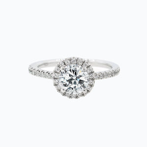 
          
          Load image into Gallery viewer, 1.90ct Isam Moissanite Round Halo Pave Diamonds 18k White Gold Ring
          
          