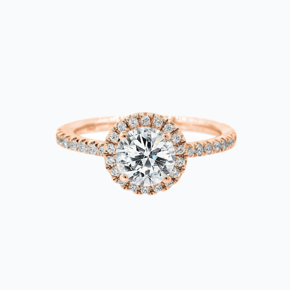 
          
          Load image into Gallery viewer, 1.50ct Isam Lab Diamond Round Halo Pave Diamonds 18k White Gold Ring
          
          