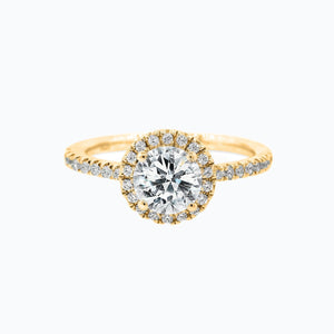 
          
          Load image into Gallery viewer, Isam Lab Created Diamond Round Halo Pave Diamonds Yellow Gold Ring
          
          