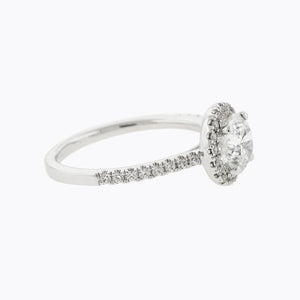 
          
          Load image into Gallery viewer, 1.25ct Isam Lab Diamond Round Halo Pave Diamonds 18k White Gold Ring
          
          