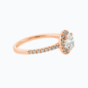 
          
          Load image into Gallery viewer, Isam Round Halo Pave Diamonds Ring 14K Rose Gold
          
          