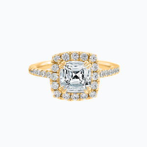 
          
          Load image into Gallery viewer, Nadia Cushion Halo Pave Diamonds Ring 18K Yellow Gold
          
          