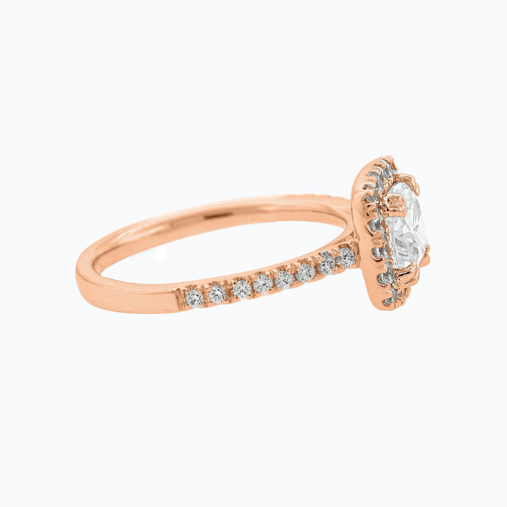 
          
          Load image into Gallery viewer, Nadia Cushion Halo Pave Diamonds Ring 18K Rose Gold
          
          