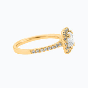 
          
          Load image into Gallery viewer, Nadia Moissanite Cushion Halo Pave Diamonds Yellow Ring
          
          