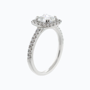 
          
          Load image into Gallery viewer, 1.30ct Nadia Moissanite Cushion Halo Pave Diamonds 18k White Gold Ring
          
          