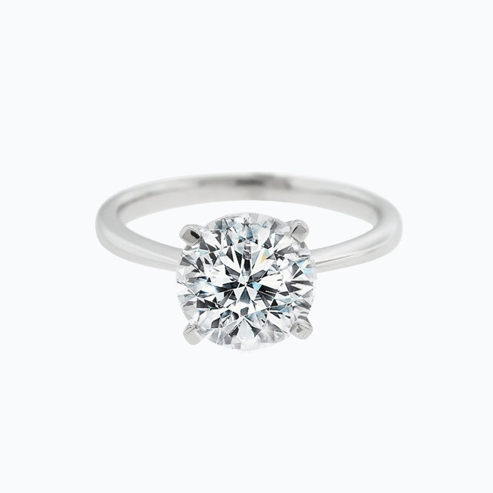 Anne Lab Created Diamond Round Solitaire White Gold Ring