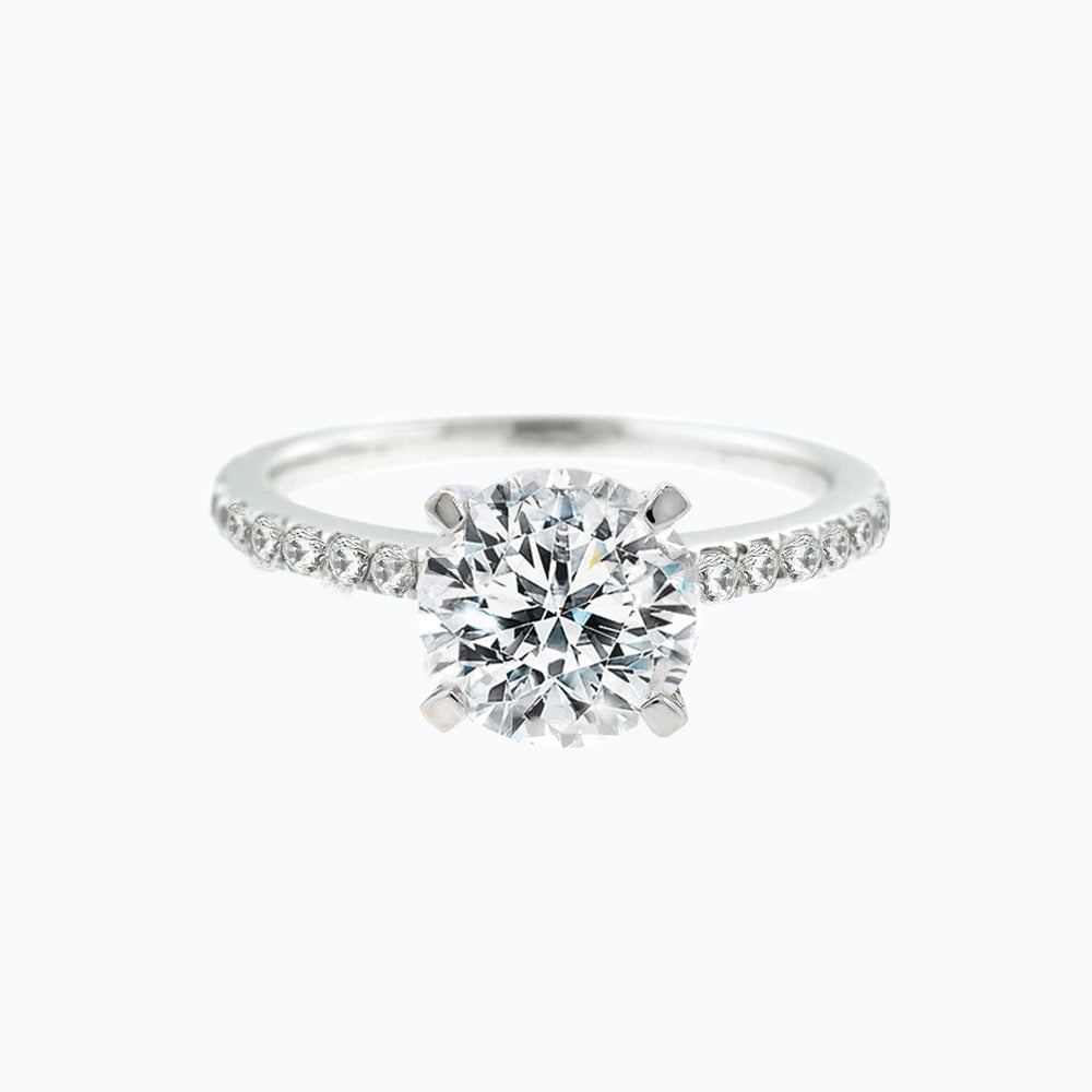Ivy Moissanite Round Pave Diamonds 18k White Gold Ring In Stock