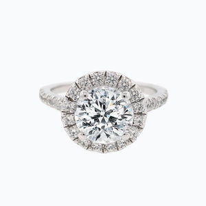 
          
          Load image into Gallery viewer, Ellen Round Halo Pave Diamonds 18k White Gold Semi Mount Engagement Ring
          
          