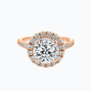 
          
          Load image into Gallery viewer, Ellen Moissanite Round Halo Pave Diamonds Rose Gold Ring
          
          