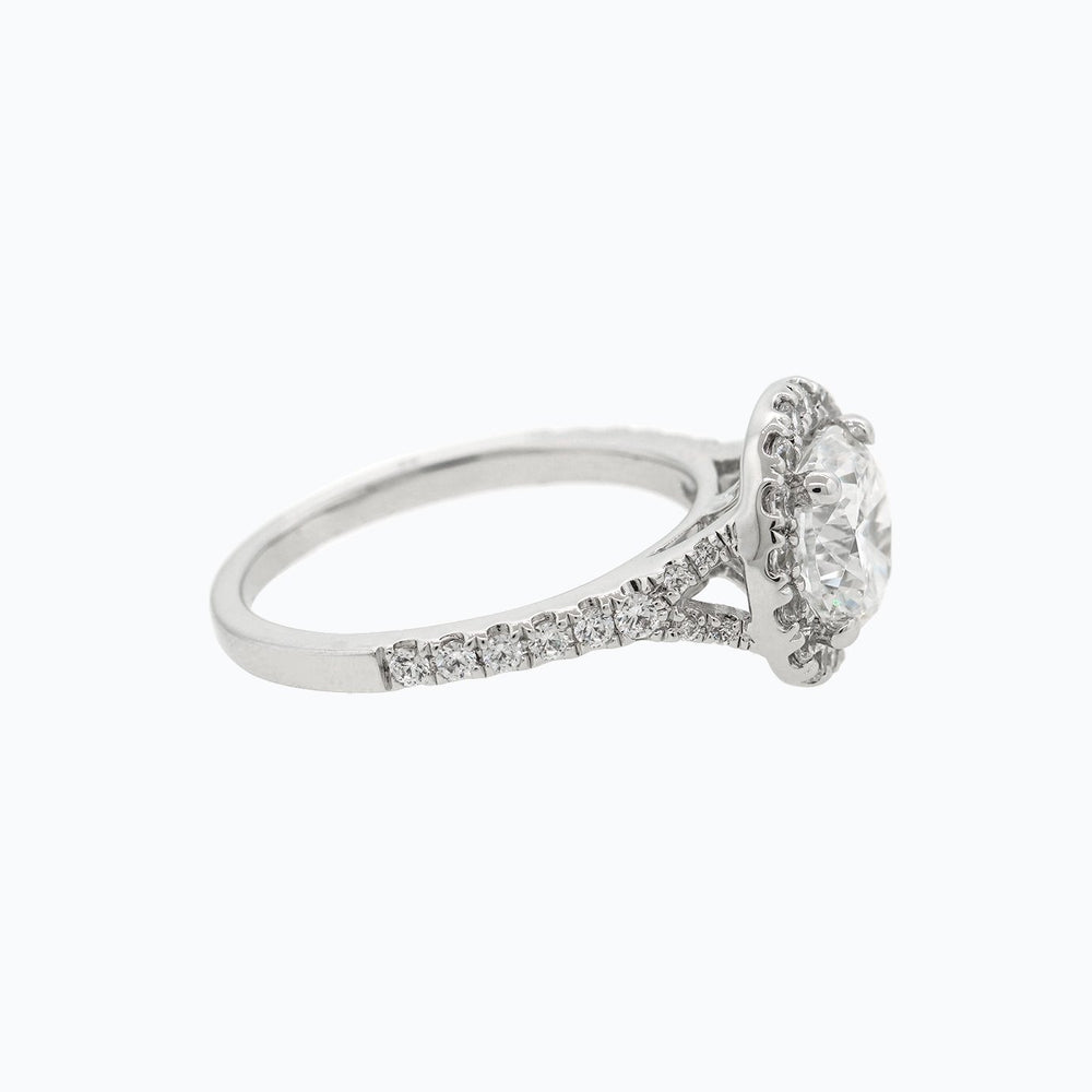 
          
          Load image into Gallery viewer, 3.00ct Ellen Lab Diamond Round Halo Pave Diamonds 18k White Gold Ring
          
          