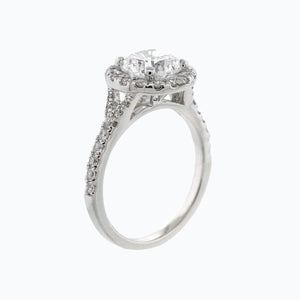 
          
          Load image into Gallery viewer, 1.00ct Ellen Lab Diamond Round Halo Pave Diamonds 18k White Gold Ring
          
          