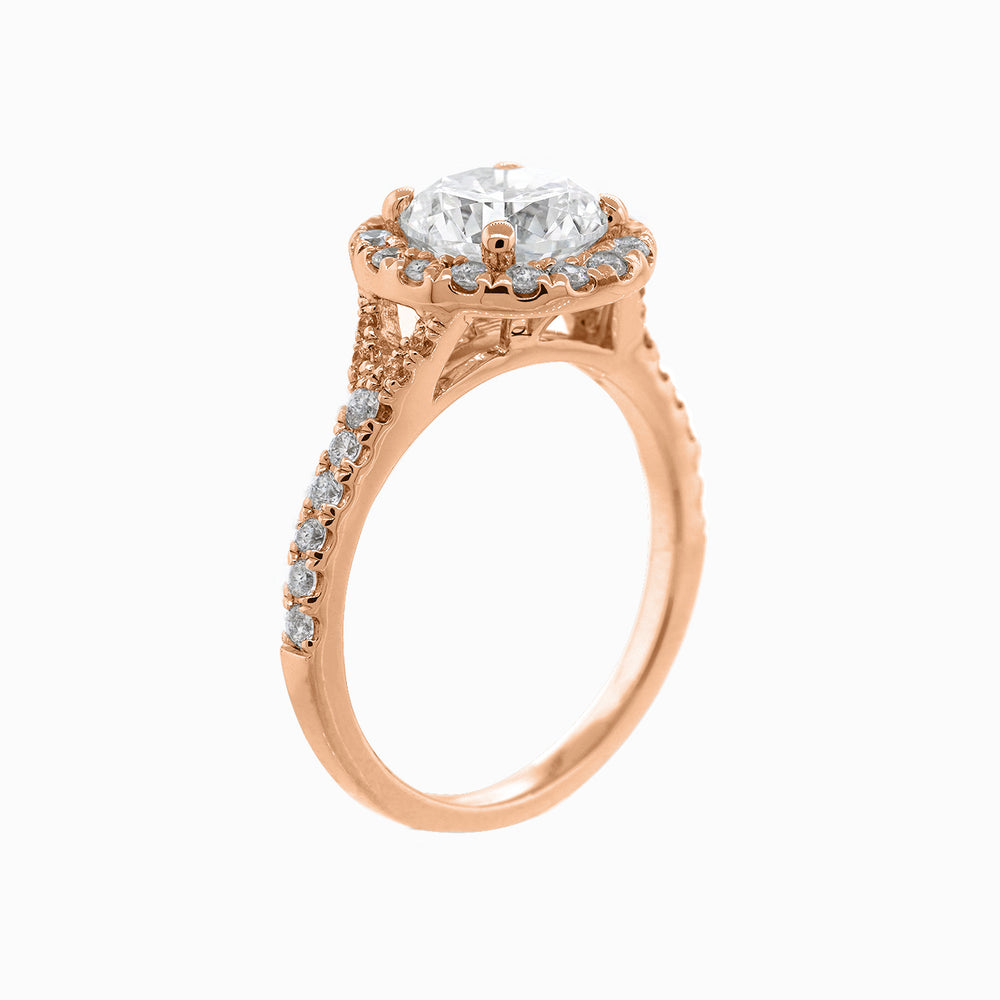 
          
          Load image into Gallery viewer, Ellen Lab Diamond Round Halo Pave Diamonds Rose Gold Ring
          
          