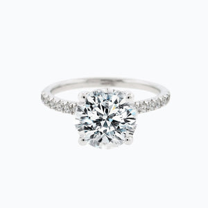 
          
          Load image into Gallery viewer, 1.90ct Iris Moissanite Round Pave Diamonds 18k White Gold Ring
          
          