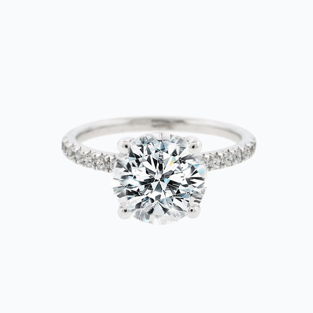 
          
          Load image into Gallery viewer, Iris Moissanite Round Pave Diamonds Platinum Ring
          
          