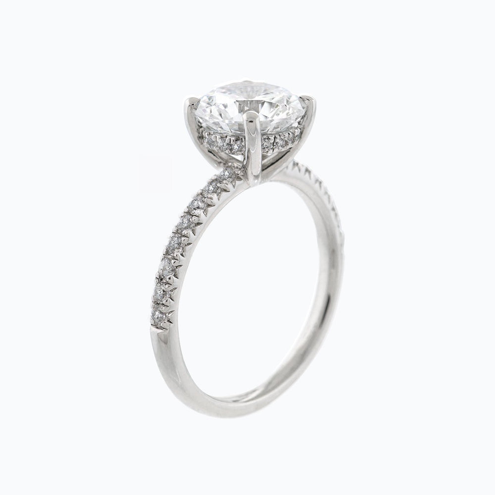 
          
          Load image into Gallery viewer, 2.70ct Iris Moissanite Round Pave Diamonds 18k White Gold Ring
          
          
