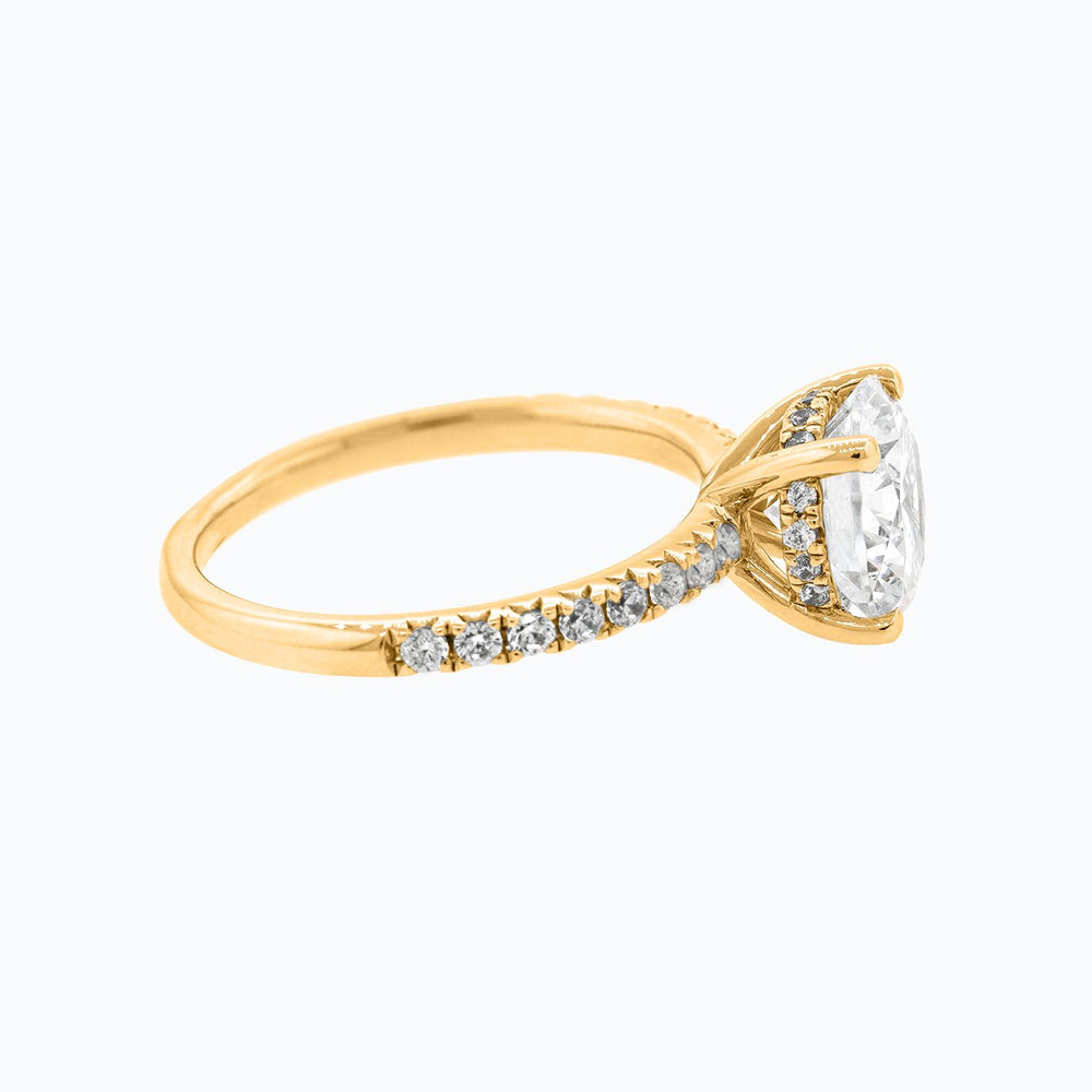 
          
          Load image into Gallery viewer, Iris Moissanite Round Pave Diamonds Yellow Gold Ring
          
          