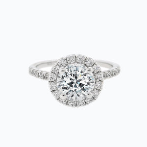 
          
          Load image into Gallery viewer, 2.70ct Anissa Moissanite Round Halo Pave Diamonds 18k White Gold Ring
          
          