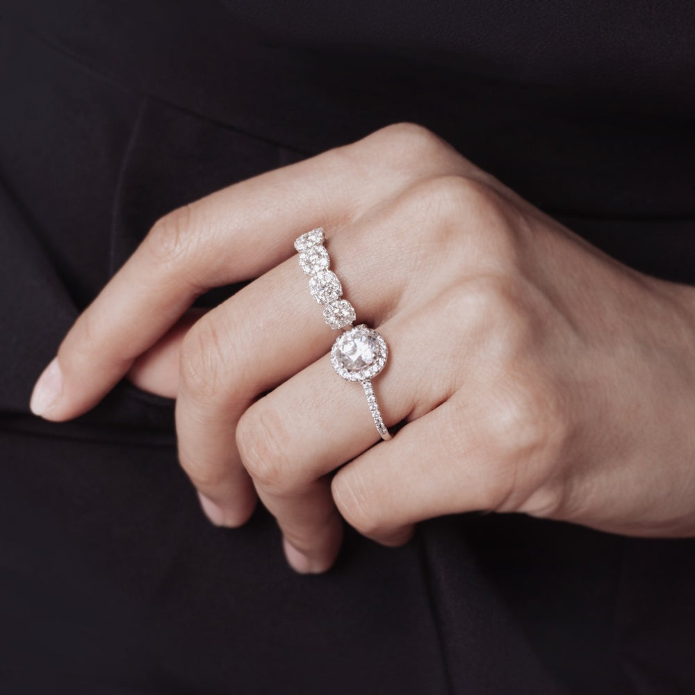 
          
          Load image into Gallery viewer, 1.25ct Anissa Lab Diamond Round Halo Pave Diamonds 18k White Gold Ring
          
          