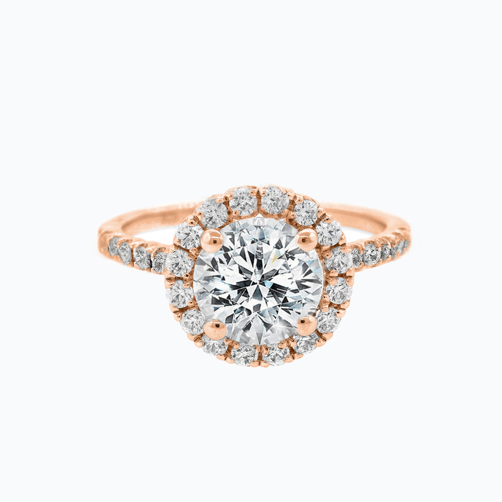 
          
          Load image into Gallery viewer, Anissa Round Halo Pave Diamonds Ring 18K Rose Gold
          
          