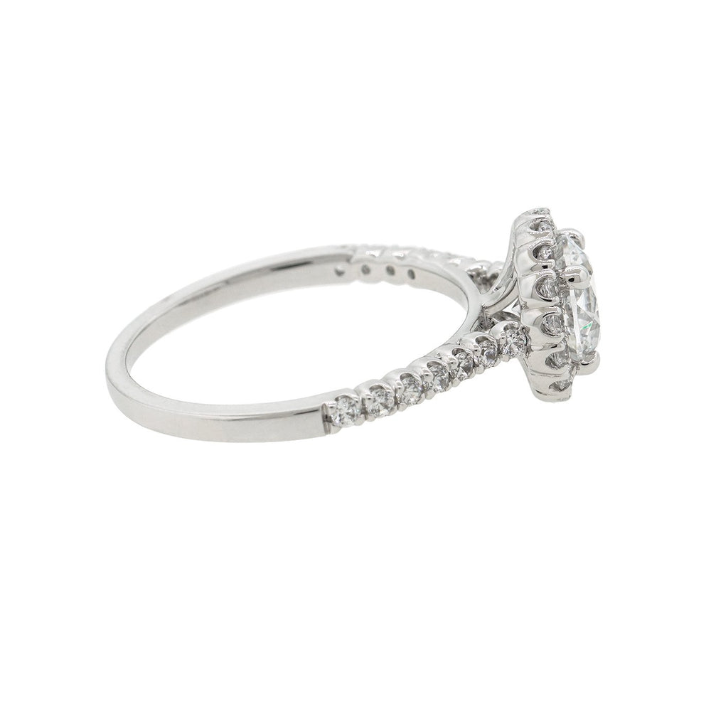 
          
          Load image into Gallery viewer, 3.54ct Anissa Moissanite Round Halo Pave Diamonds 18k White Gold Ring
          
          
