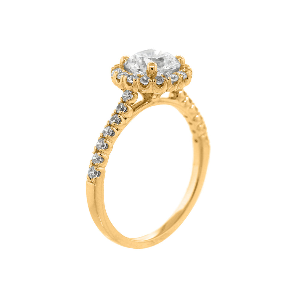 
          
          Load image into Gallery viewer, Anissa Round Halo Pave Diamonds Ring 14K Yellow Gold
          
          