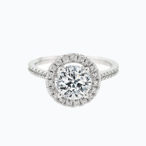 
          
          Load image into Gallery viewer, Nevan Round Halo Pave Diamonds Ring 18K White Gold
          
          