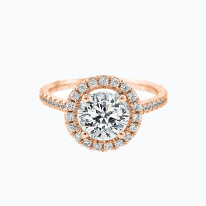 
          
          Load image into Gallery viewer, Nevan Round Halo Pave Diamonds Ring 18K Rose Gold
          
          