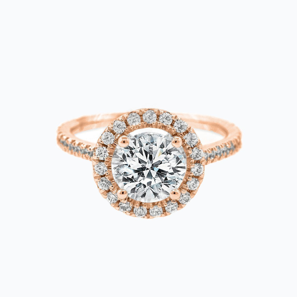 Ellen Lab Diamond Round Halo Pave Diamonds Rose Gold Ring