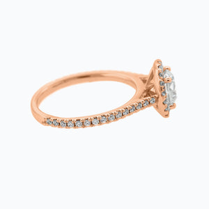 
          
          Load image into Gallery viewer, Nevan Moissanite Round Halo Pave Diamonds Rose Gold Ring
          
          