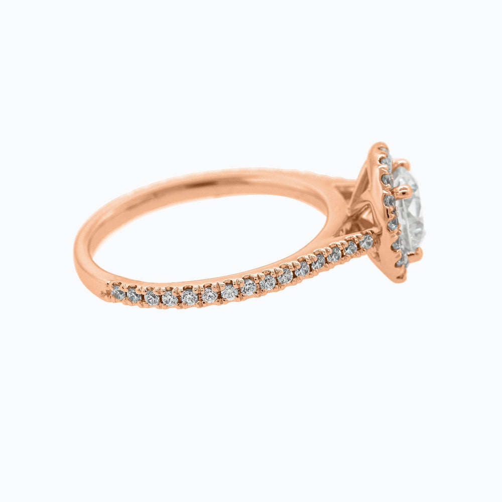 
          
          Load image into Gallery viewer, Nevan Round Halo Pave Diamonds Ring 18K Rose Gold
          
          