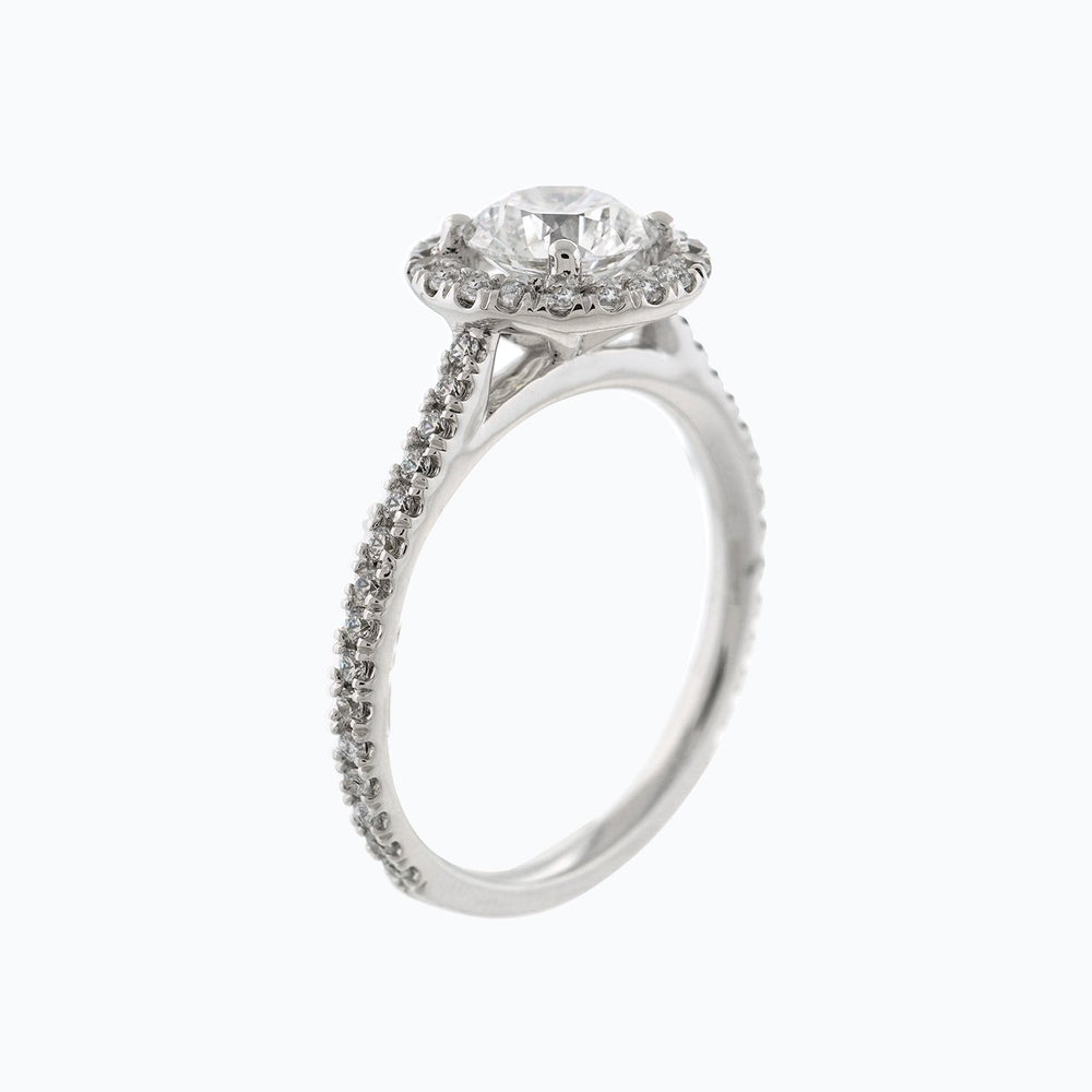 
          
          Load image into Gallery viewer, Nevan Moissanite Round Halo Pave Diamonds Platinum Ring
          
          