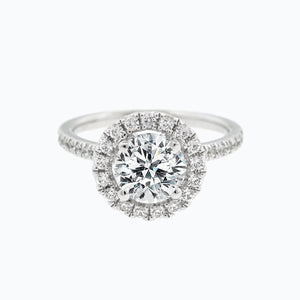 
          
          Load image into Gallery viewer, 1.25ct Tiara Lab Diamond Round Halo Pave Diamonds 18k White Gold Ring
          
          
