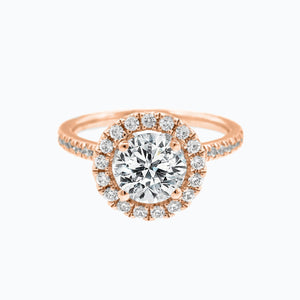 
          
          Load image into Gallery viewer, Tiara Moissanite Round Halo Pave Diamonds Rose Gold Ring
          
          