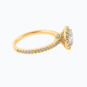 
          
          Load image into Gallery viewer, Tiara Round Halo Pave Diamonds Ring 18K Yellow Gold
          
          
