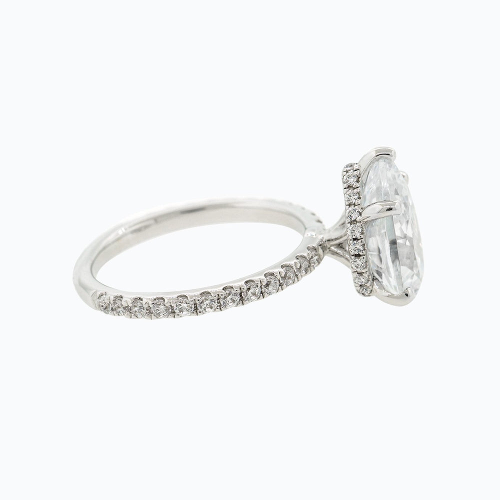 
          
          Load image into Gallery viewer, Verania Pear Pave Diamonds 18k White Gold Semi Mount Engagement Ring
          
          