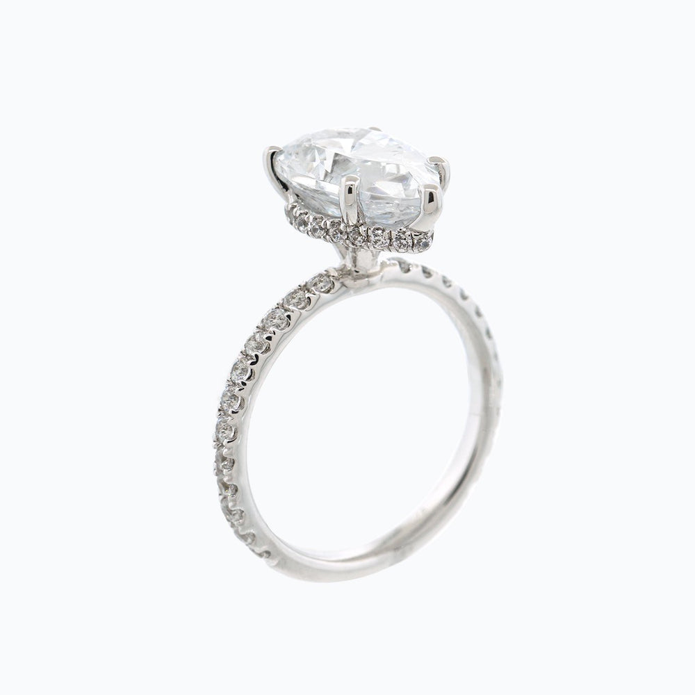 
          
          Load image into Gallery viewer, Verania Pear Pave Diamonds 18k White Gold Semi Mount Engagement Ring
          
          